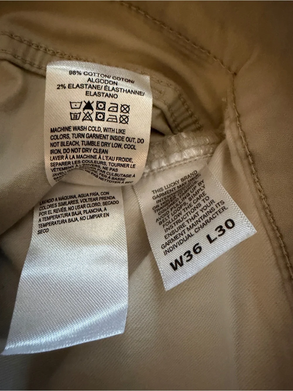 Lucky Brand Men's Khaki in Light Beige • 36x30